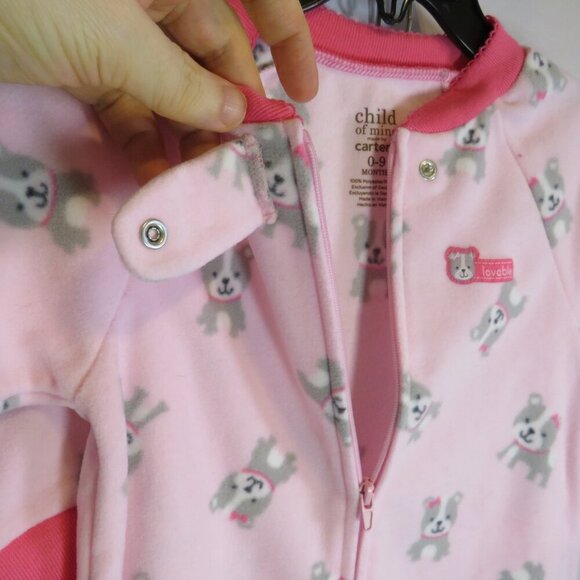 Baby Bunting Sleep Sack w Puppy Dogs fleece zippered Pink Swaddle - Picture 4 of 7